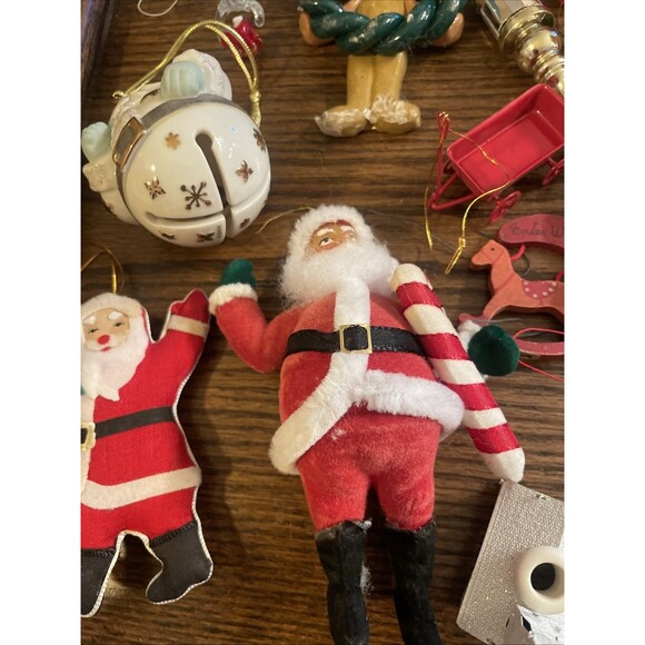 Vintage Christmas Ornament Lot Santa Lenox Hong Kong Horse Bear Glass Wood - Picture 2 of 10